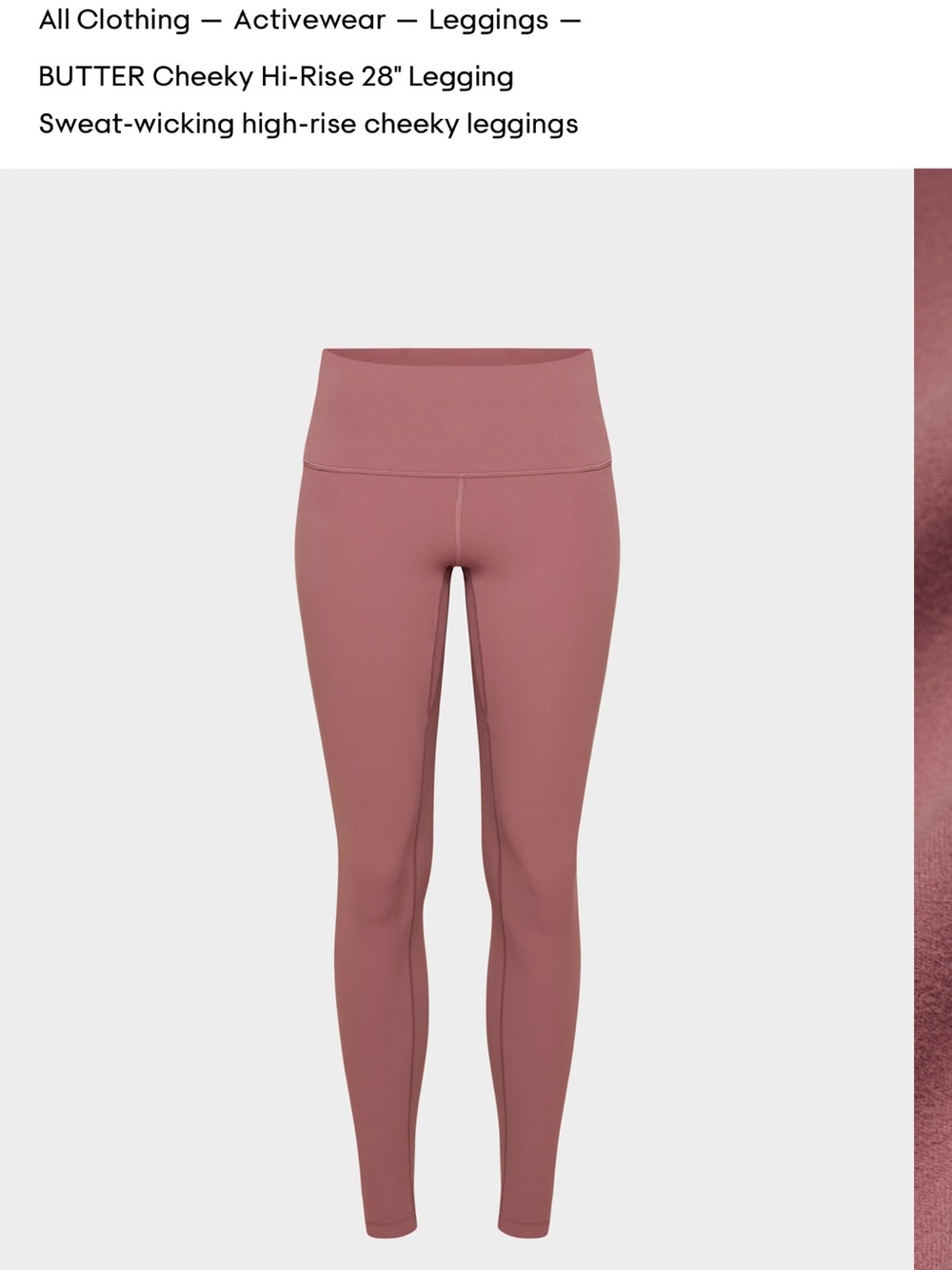 Aritzia Butter 26” Leggings in opera Rose